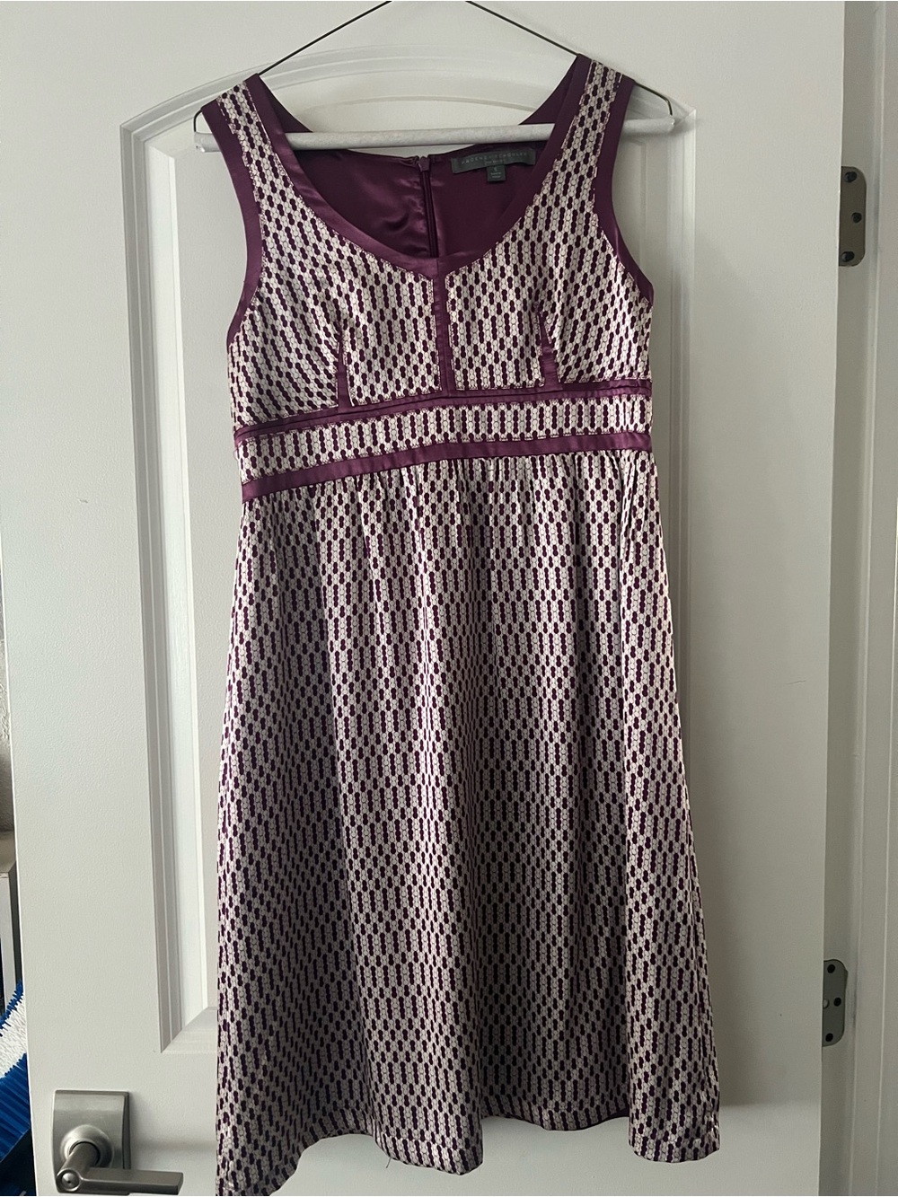 Proenza Schouler for Target Purple and Cream Sleeveless Midi silk Dress